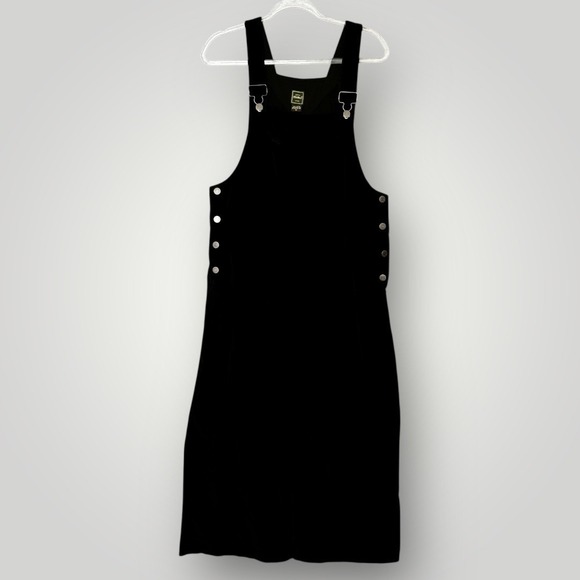 Vintage Eddie Bauer Velvet Bib Jumper Overall Dress Size Medium Gothic Women's - Picture 1 of 11
